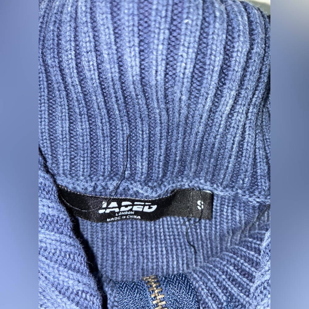 Jaded London Tribeca Blue Ribbed Off The Shoulder Knit - Picture 2 of 3